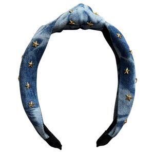 Chambray Blue Gold Star Studded Topknot Headband. Accessories. One Size. NWOT.